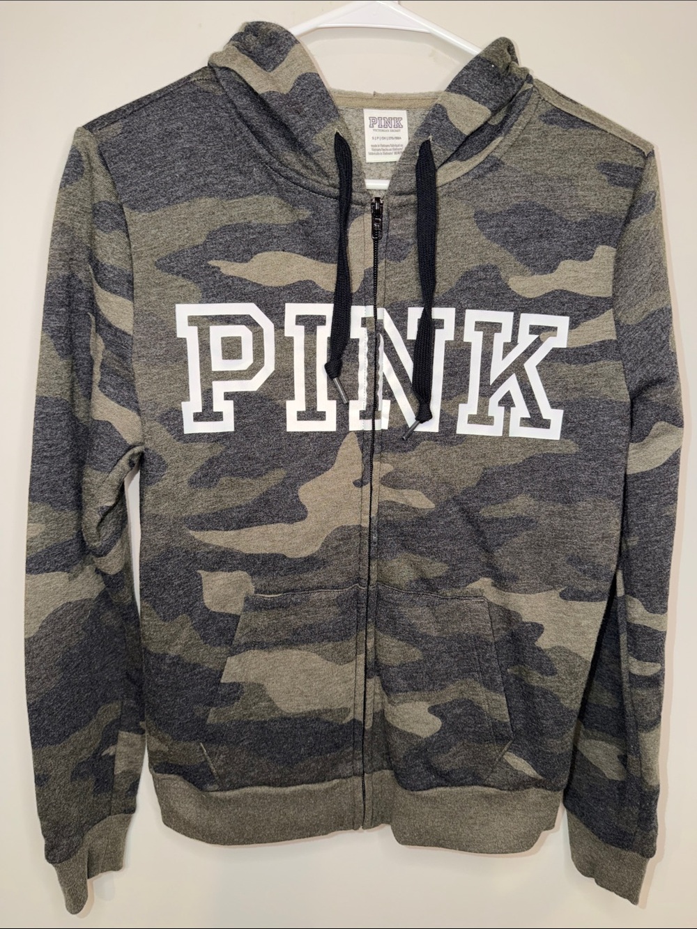 VINTAGE PINK Victoria's Secret Camo Zip Hoodie